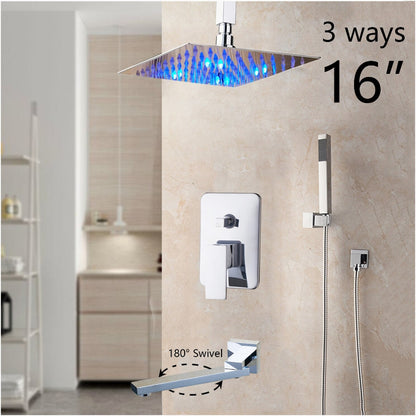 LED Bathroom Rainfall Shower Set