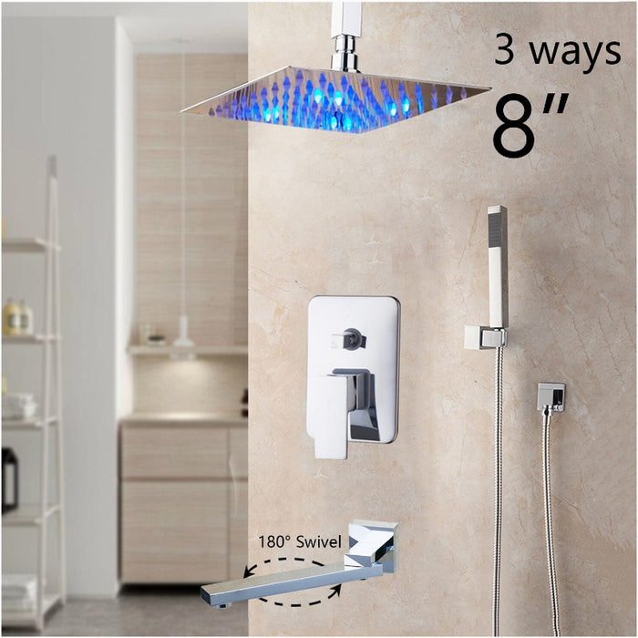 LED Bathroom Rainfall Shower Set