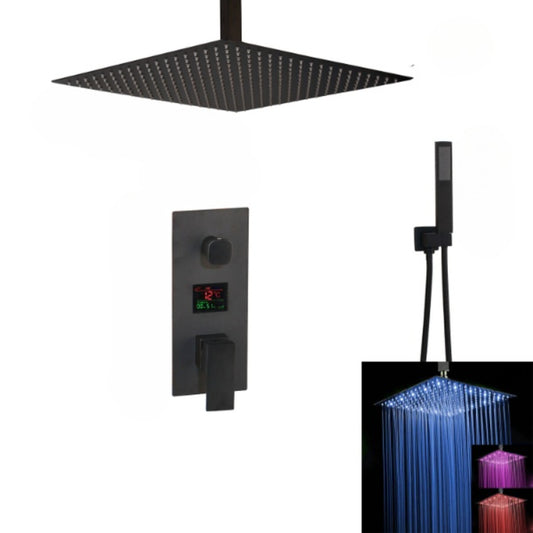 Matte Black Thermostatic Temperature Display Digital LED Shower Faucet