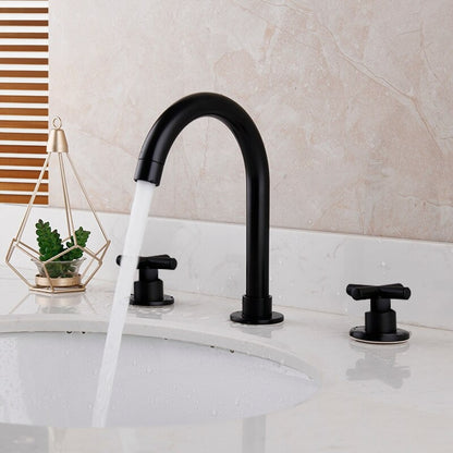 Two Handles Deck Mounted Bathroom Basin Faucet Tap