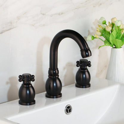 Two Handles Deck Mounted Bathroom Basin Faucet Tap