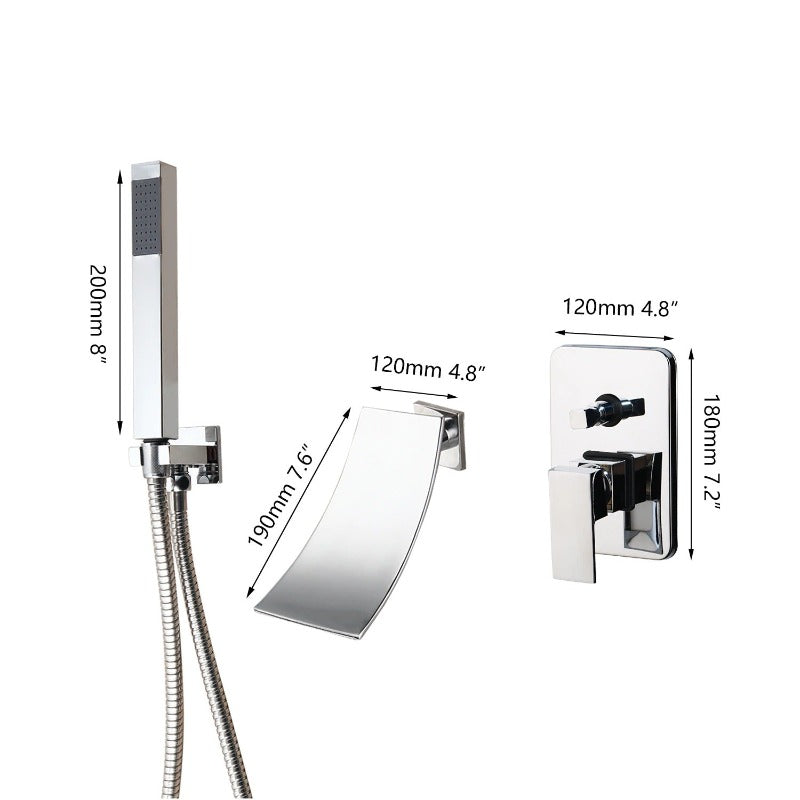 Control Handle Bathroom Waterfall Faucet Shower Set