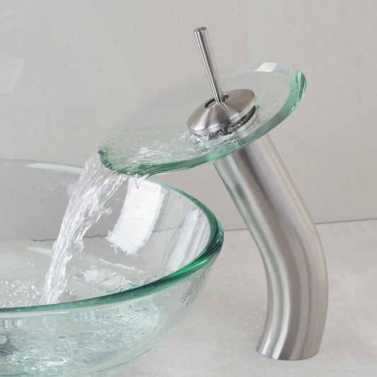 Transparent Tempered Waterfall Glass Faucet Mixer Tap