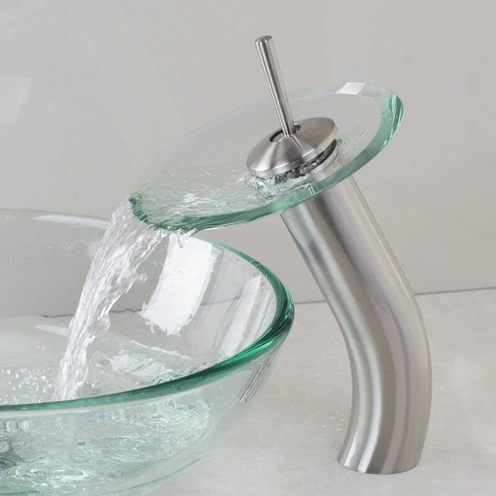 Transparent Tempered Waterfall Glass Faucet Mixer Tap