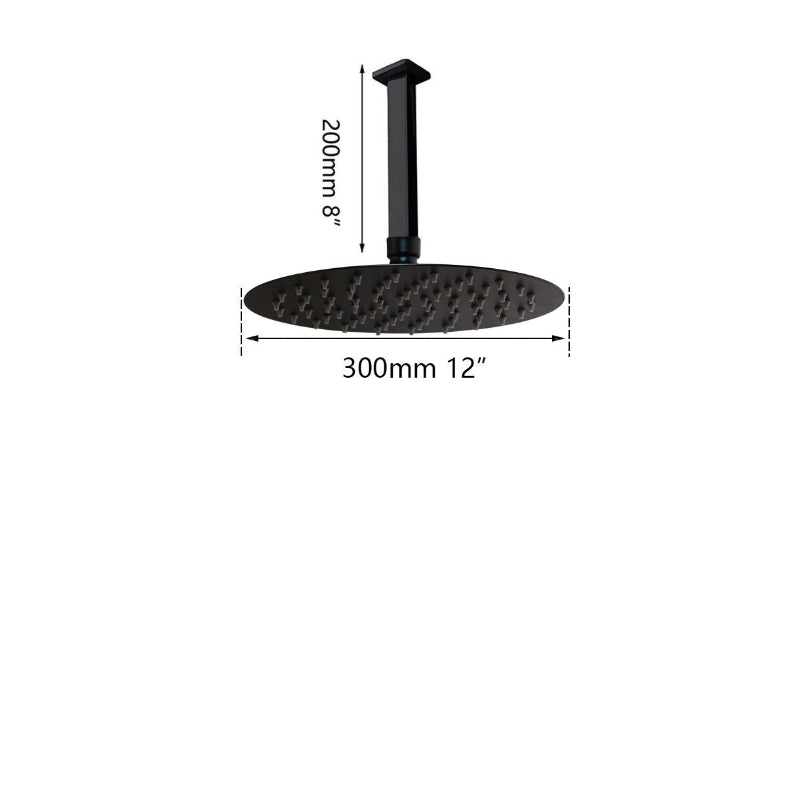 Black Round Wall Mounted Bathroom Rainfall Shower Faucet Sets