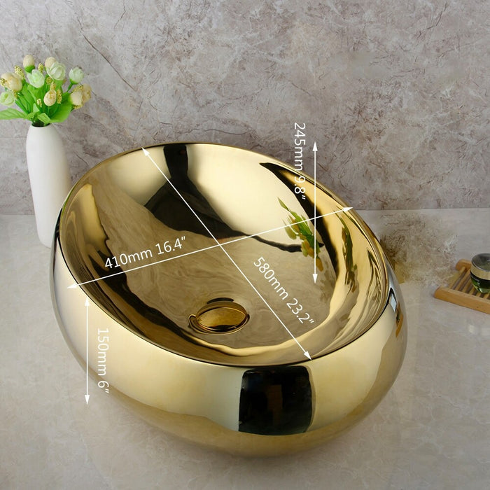 Polished Gold Bathroom Faucet & Basin Set