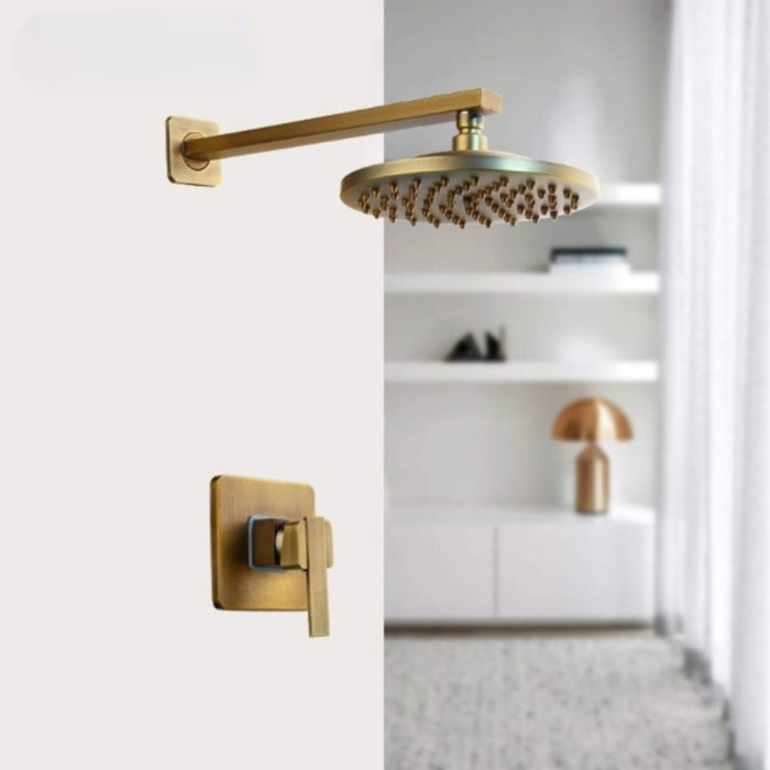 Antique Brass Round & Square Wall Mounted Shower Faucet Set | Adjustable Water Pressure