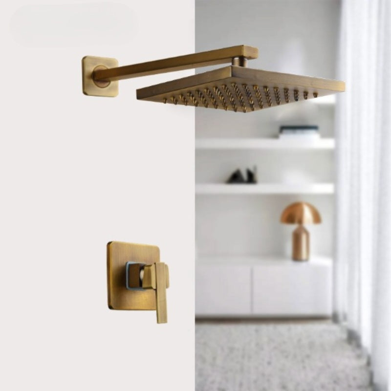Antique Brass Round & Square Wall Mounted Shower Faucet Set | Adjustable Water Pressure