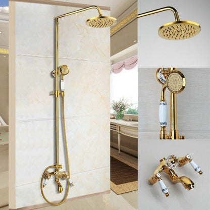 Golden Polished High Pressure Ceramic Handle Shower Set