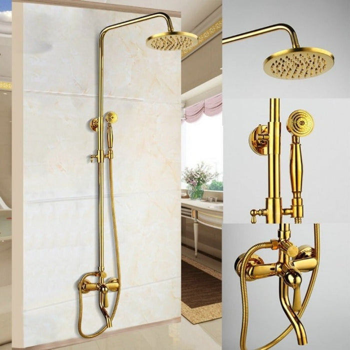 Golden Polished High Pressure Ceramic Handle Shower Set