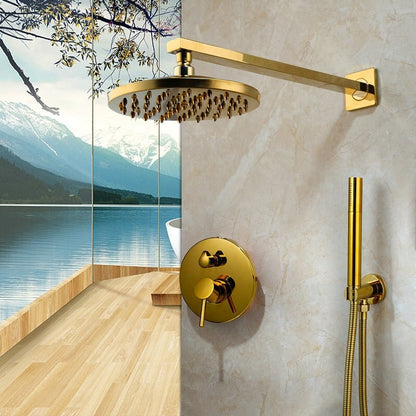 Ceiling Mounted Rainfall Golden Shower Faucet Set