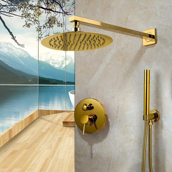 Ceiling Mounted Rainfall Golden Shower Faucet Set