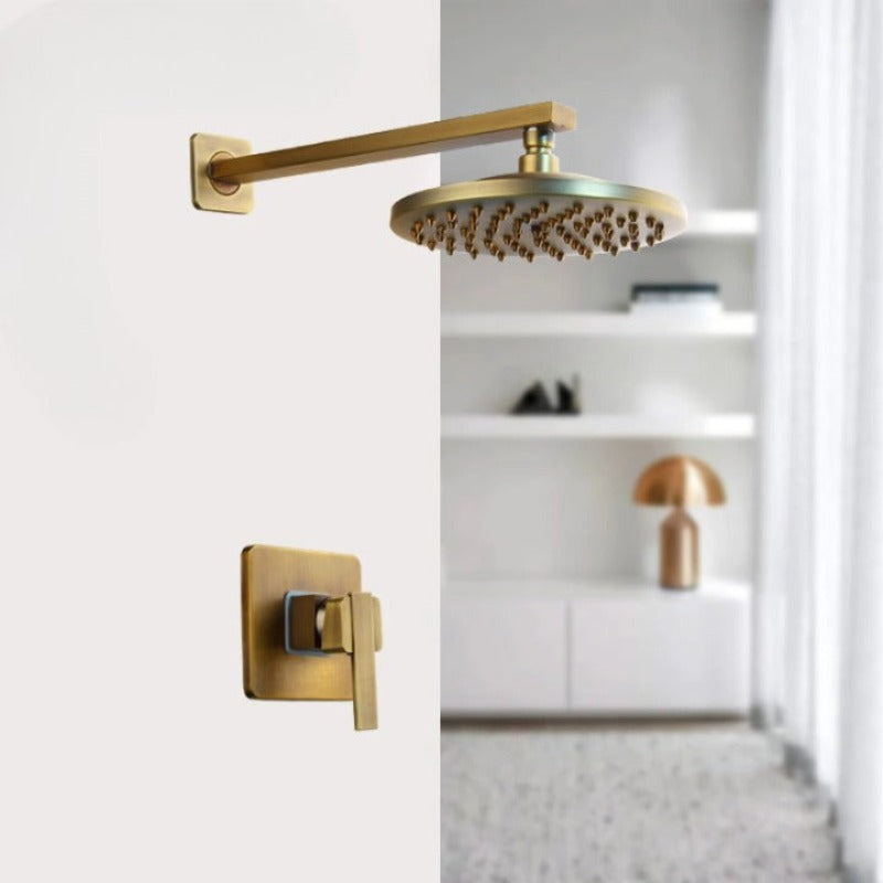Antique-Brass Wall Mounted Shower Head And Shower Set