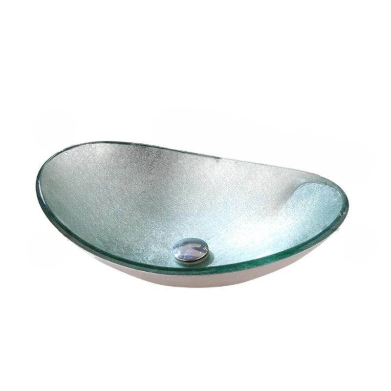Hand Painted Silver Art Round Glass Basin Faucet Set
