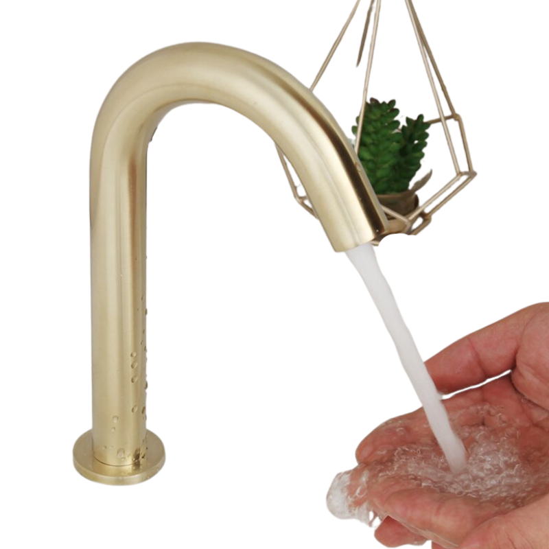 Automatic Brushed Gold Basin Touch Sensor Faucet