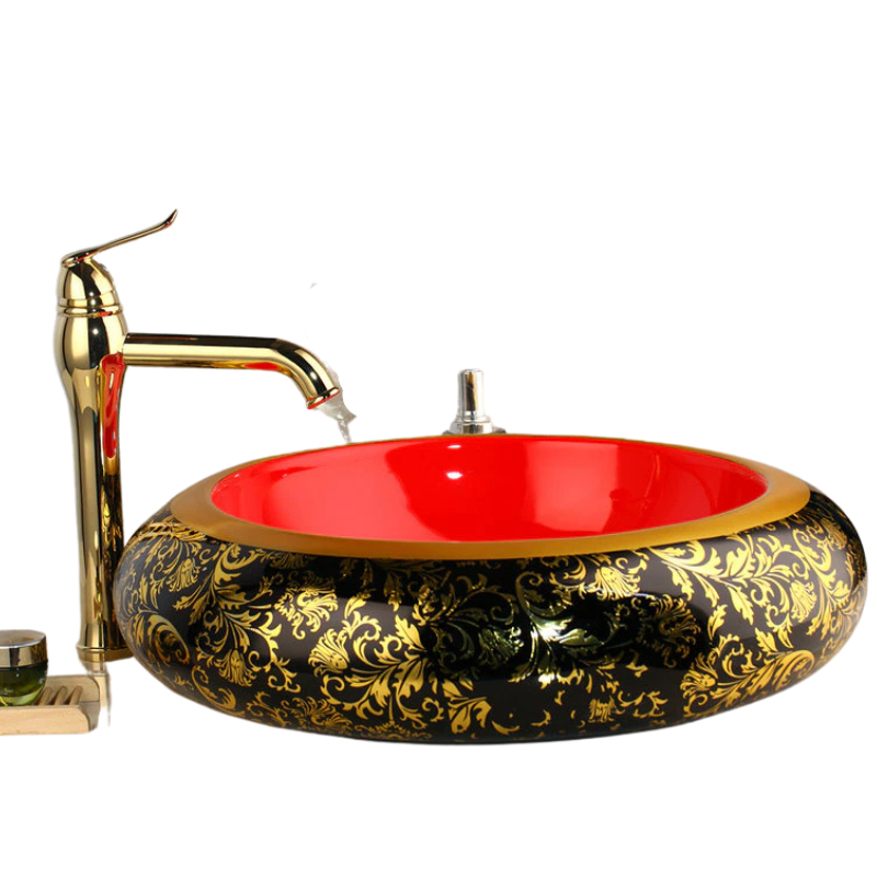 Luxury Painted Golden Basin Faucet Set