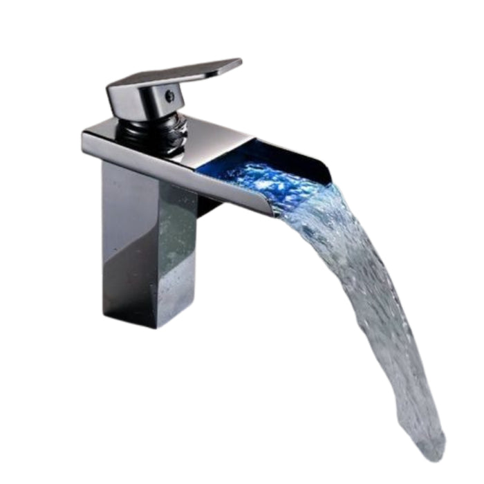 Tall Chrome Solid Waterfall Bathroom Basin Faucet