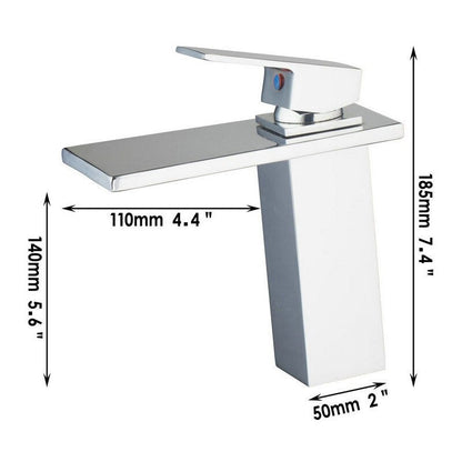 Solid Brass Waterfall Chrome Finish Bathroom Basin Mixer Tap