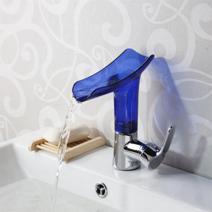 Waterfall Square Glass Bathroom Faucet Sink Tap