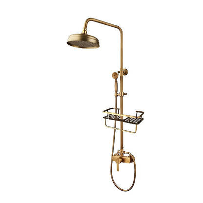 Antique Brass Flexible Retro Vintage Brass Wall Mount Shower Head