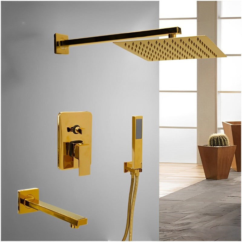 8 Inch Gold Plate Solid Brass Shower Heads Set