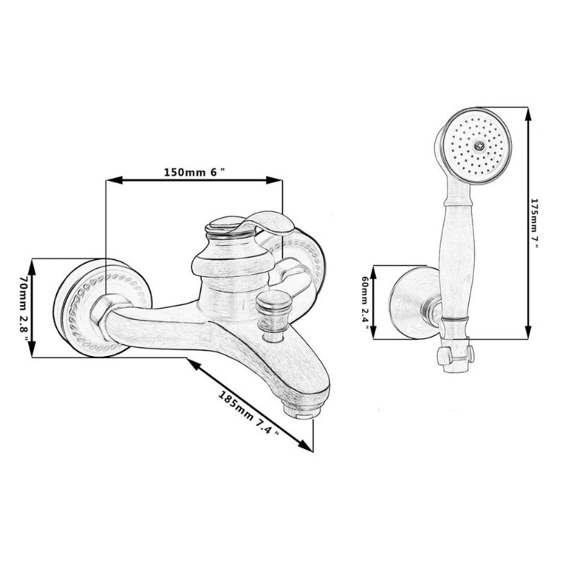 Antique Brass Bathtub Shower Faucet Set