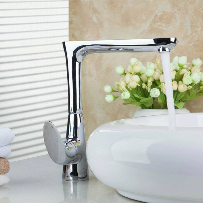 Swivel 360 Chrome Polished Kitchen Faucet Water Tap