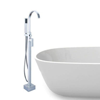 Solid Brass Floor Standing Tub Shower Faucet With Hand Shower Head