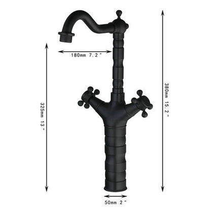 Double Handles Swivel 360 Oil Rubbed Black Vessel Tap