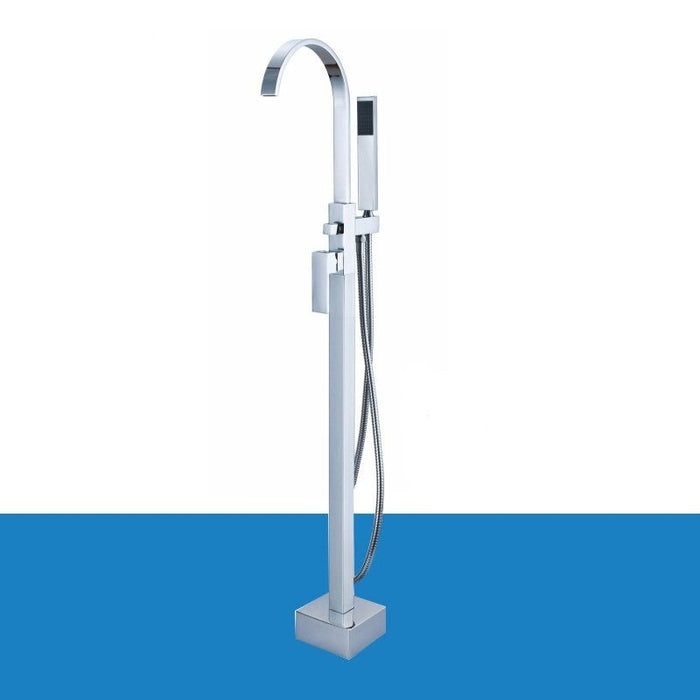Solid Brass Floor Standing Tub Shower Faucet With Hand Shower Head