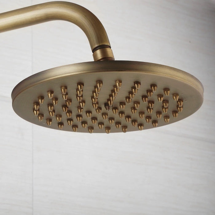 8 Inch Antique Brass Rainfall Bathroom Faucet Mixer Shower Set