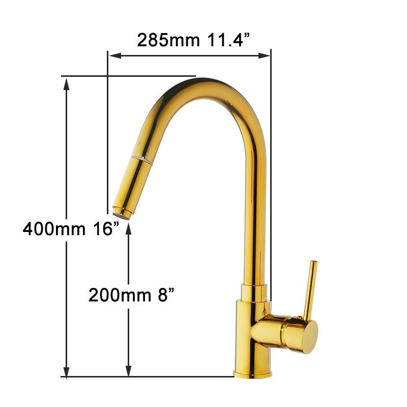 Golden Plated Swivel Contemporary Kitchen Faucet