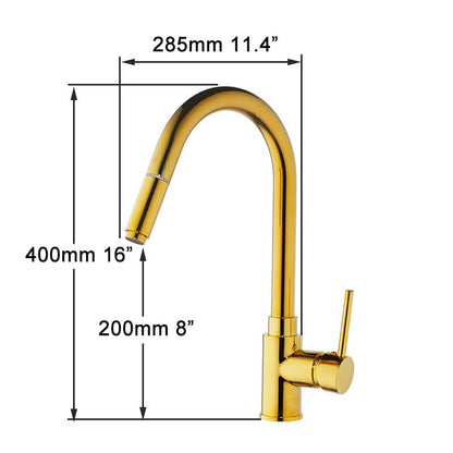 Golden Plated Swivel Contemporary Kitchen Faucet