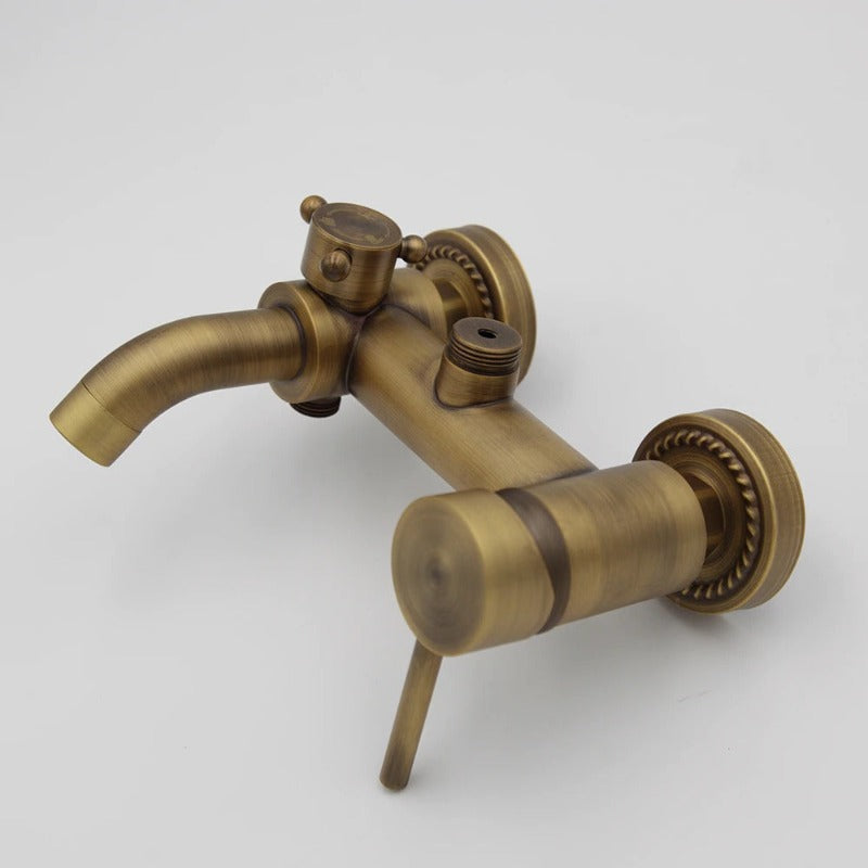 8 Inch Antique Brass Rainfall Bathroom Faucet Mixer Shower Set