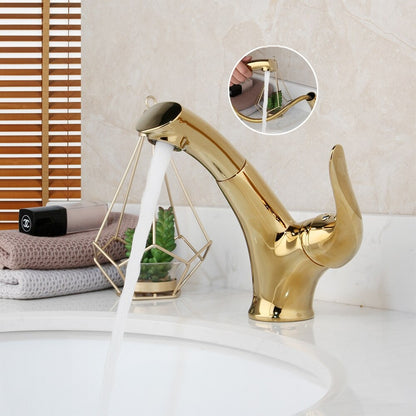 Golden Plated Rotated Bathroom Basin Mixer Tap