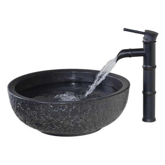 Black Bamboo Waterfall Basin Tap Set