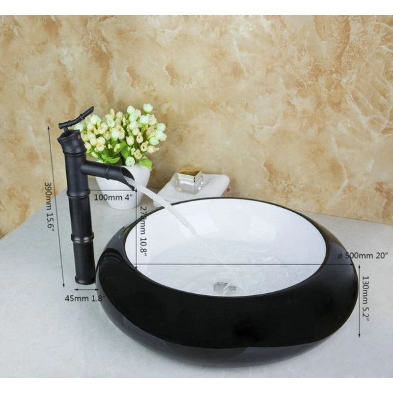 Round Ceramic Bathroom Artistic Basin Sink Set