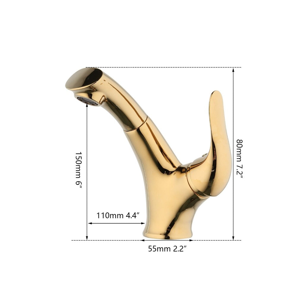 Golden Plated Rotated Bathroom Basin Mixer Tap