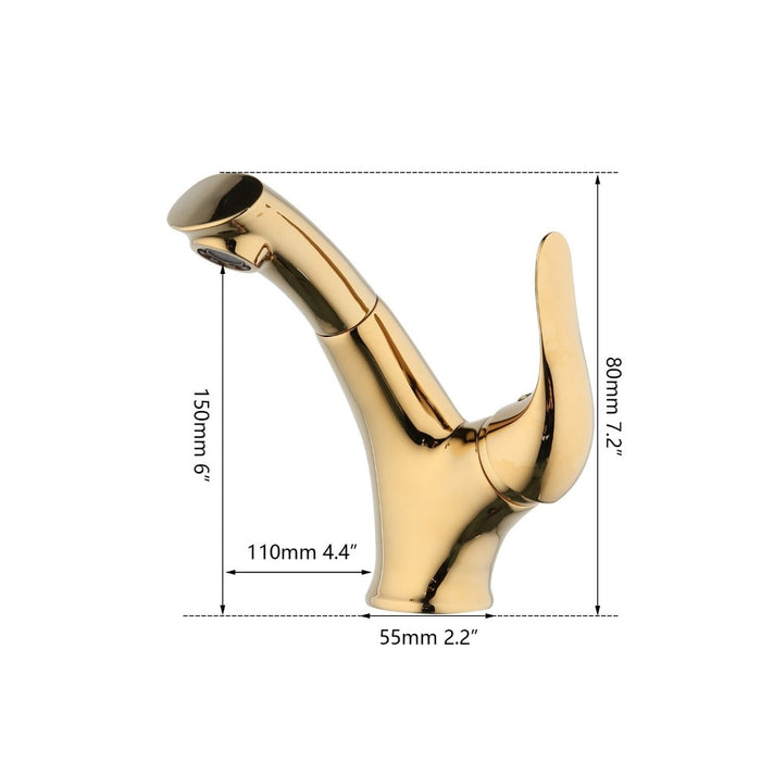 Golden Plated Rotated Bathroom Basin Mixer Tap