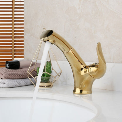 Golden Plated Rotated Bathroom Basin Mixer Tap