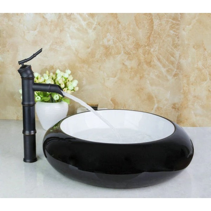 Round Ceramic Bathroom Artistic Basin Sink Set