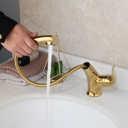 Golden Plated Rotated Bathroom Basin Mixer Tap