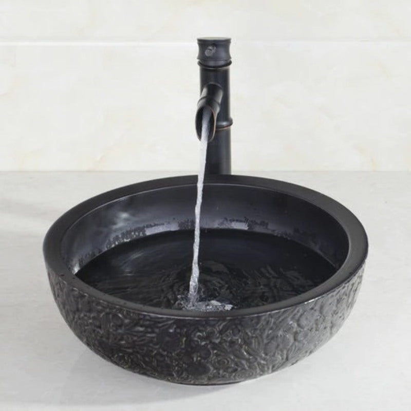 Black Bamboo Waterfall Basin Tap Set