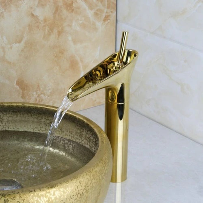 Golden Glass Basin Bathroom Faucet Set