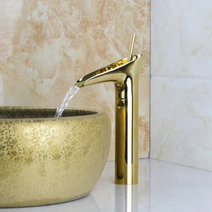 Golden Glass Basin Bathroom Faucet Set