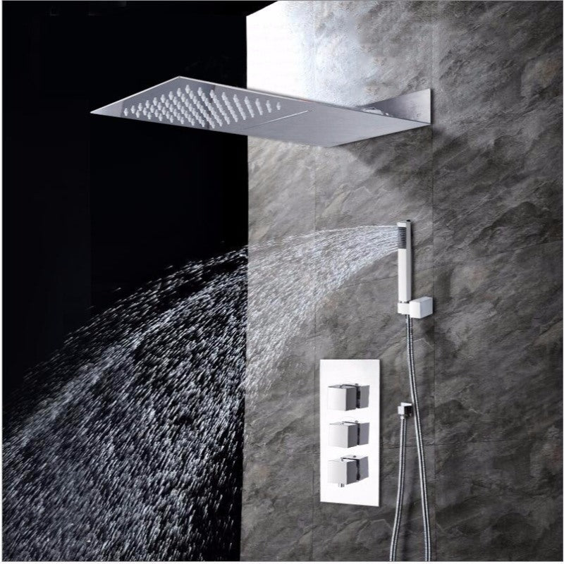 Luxury Chrome Brass Rain Waterfall Shower Set