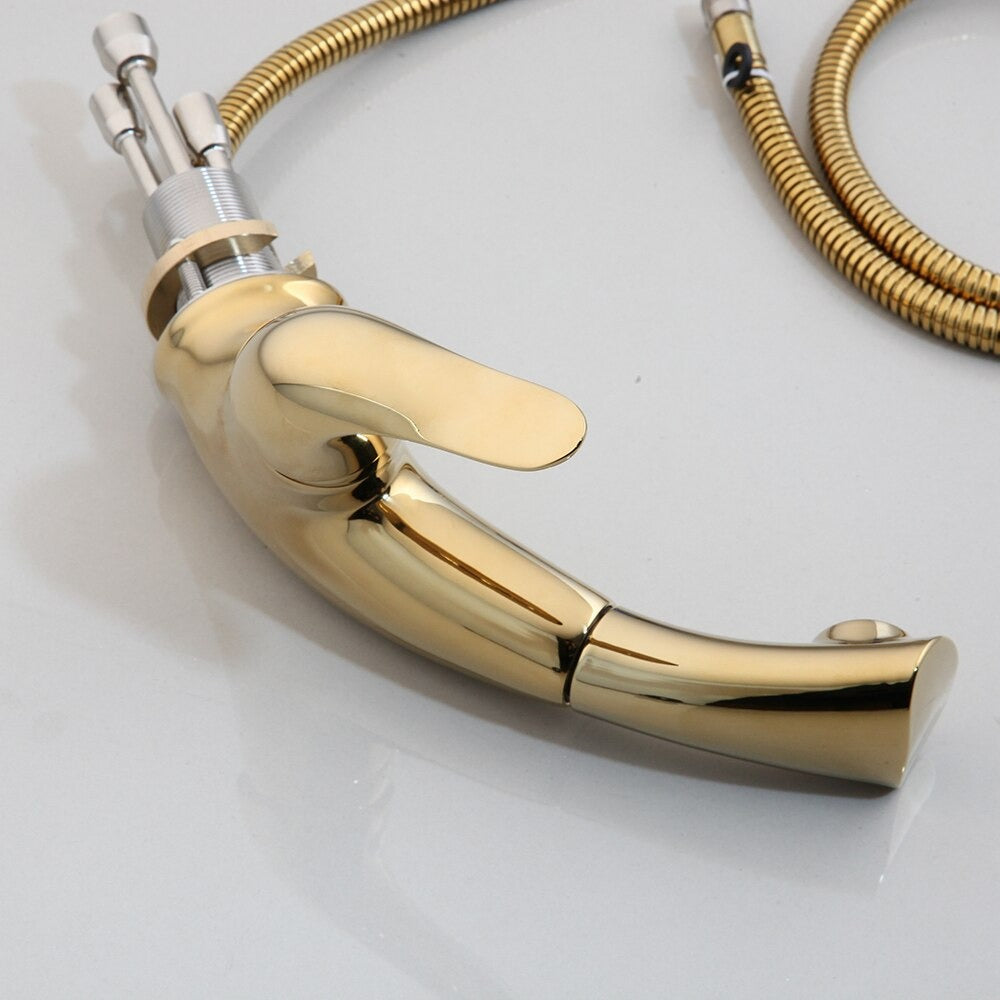 Golden Plated Rotated Bathroom Basin Mixer Tap