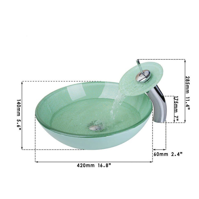 Jade-Green Glass Basin Sink Faucet Set