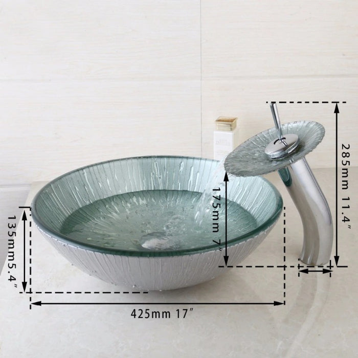 Handmade Tempered Glass Wash Basin Sink Set