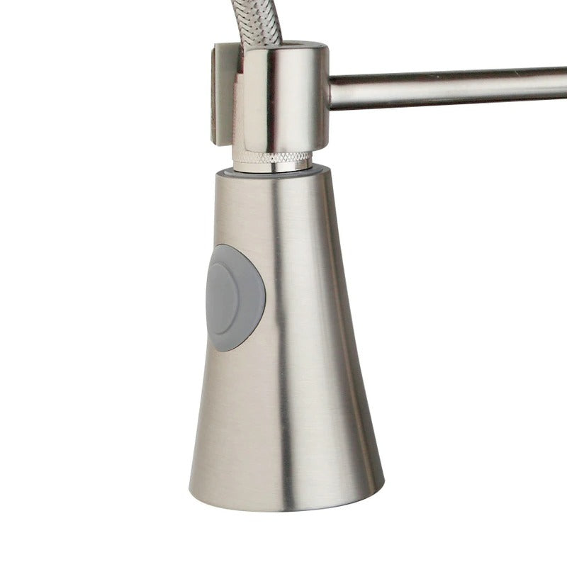 Nickel Brush Spring Dual Spout Pull Down Spray Mixer Faucet